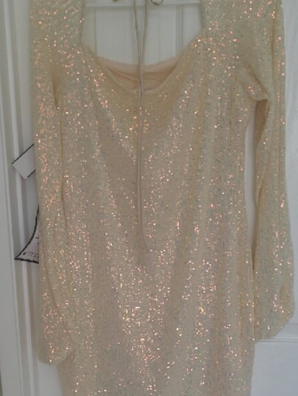 Emerald Sundae Slim Neutral Sequin Bodycon Cocktail Dress XXL Fits 12-14 - Picture 10 of 13